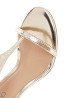 Kadın Altın Bilekten Tokalı Yüksek İnce Topuklu Metalik Sandalet | Derimod