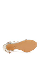 Kadın Altın Bilekten Tokalı Yüksek İnce Topuklu Metalik Sandalet | Derimod