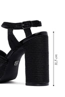 Kadın Siyah Bilekten Tokalı Yüksek Kalın Topuklu Platform Hasır Sandalet | Derimod