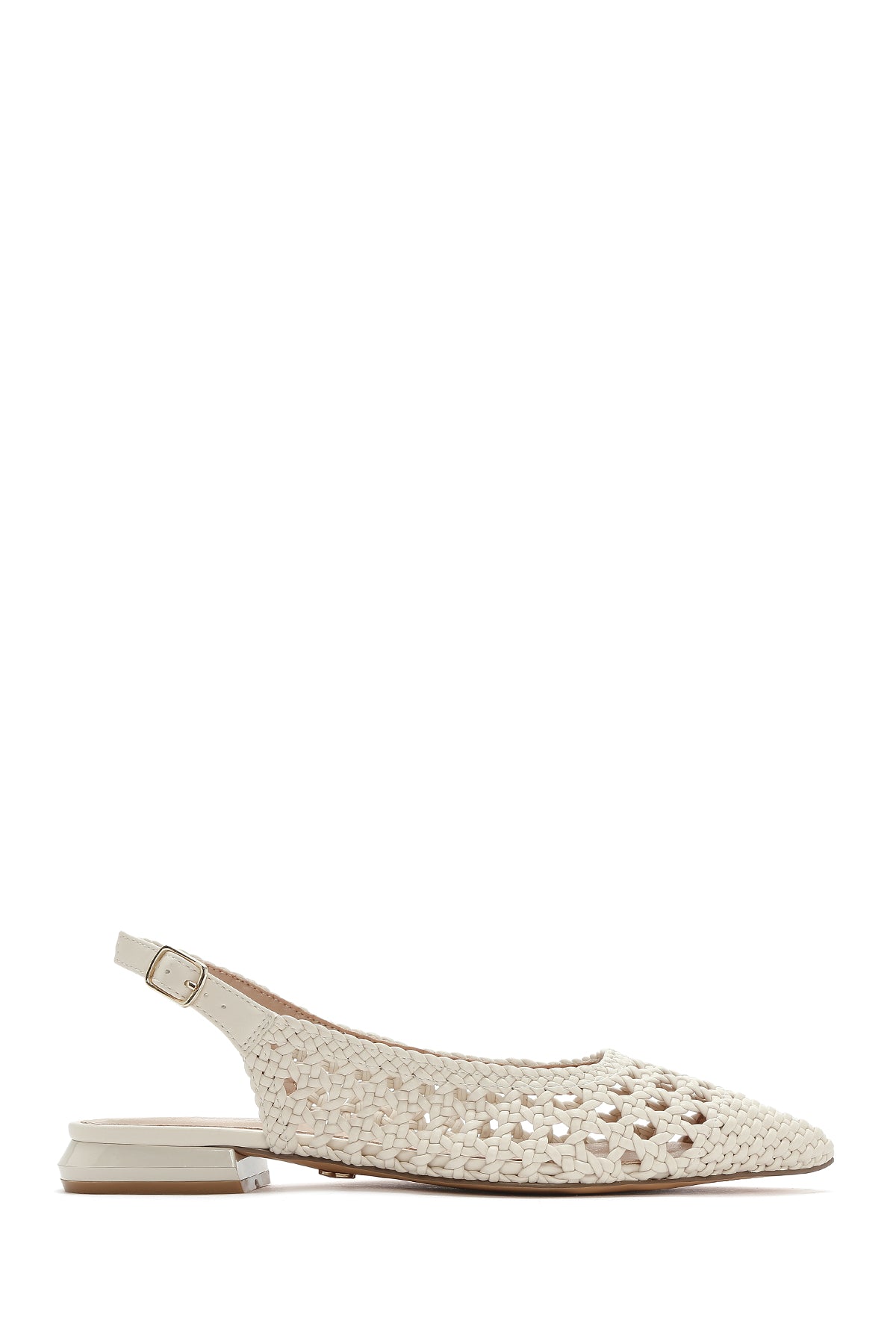 Women's Cream Knitted Open Back Ballerinas 25SFD443429 | Derimod