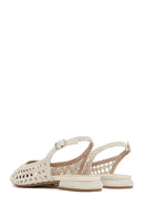 Women's Cream Knitted Open Back Ballerinas | Derimod