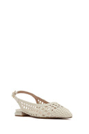 Women's Cream Knitted Open Back Ballerinas | Derimod