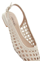 Women's Cream Knitted Open Back Ballerinas | Derimod