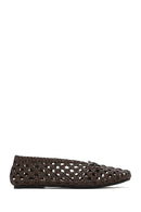 Women's Brown Braided Ballerina | Derimod