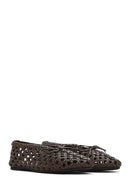 Women's Brown Braided Ballerina | Derimod