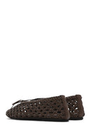 Women's Brown Braided Ballerina | Derimod