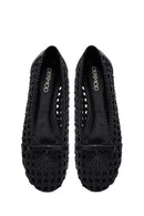 Kadın Siyah Örgülü Babet | Derimod