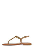 Kadın Taba Bilekten Tokalı Parmak Arası Deri Sandalet | Derimod