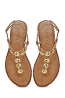 Kadın Taba Bilekten Tokalı Parmak Arası Deri Sandalet | Derimod