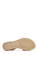 Women's Brown Stoned Flip-Flop Leather Sandals | Derimod