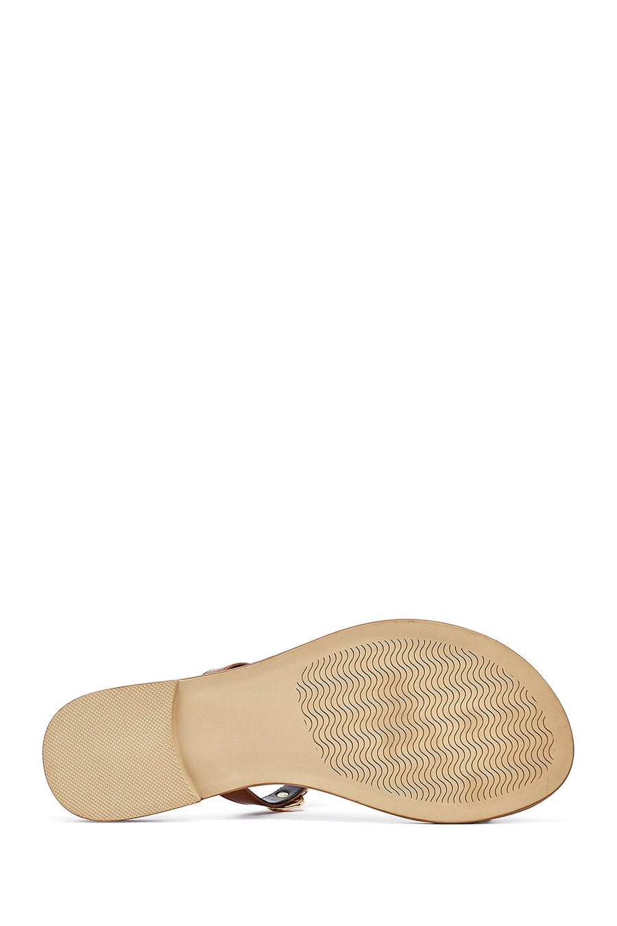 Women's Brown Flip-Flop Stoned Leather Slippers