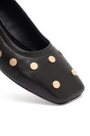 Kadın Siyah Taşlı Deri Babet | Derimod