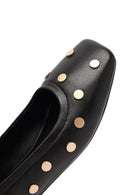 Kadın Siyah Taşlı Deri Babet | Derimod