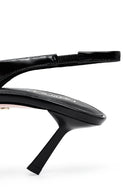 Kadın Siyah Arkası Açık İnce Topuklu Deri Ayakkabı | Derimod