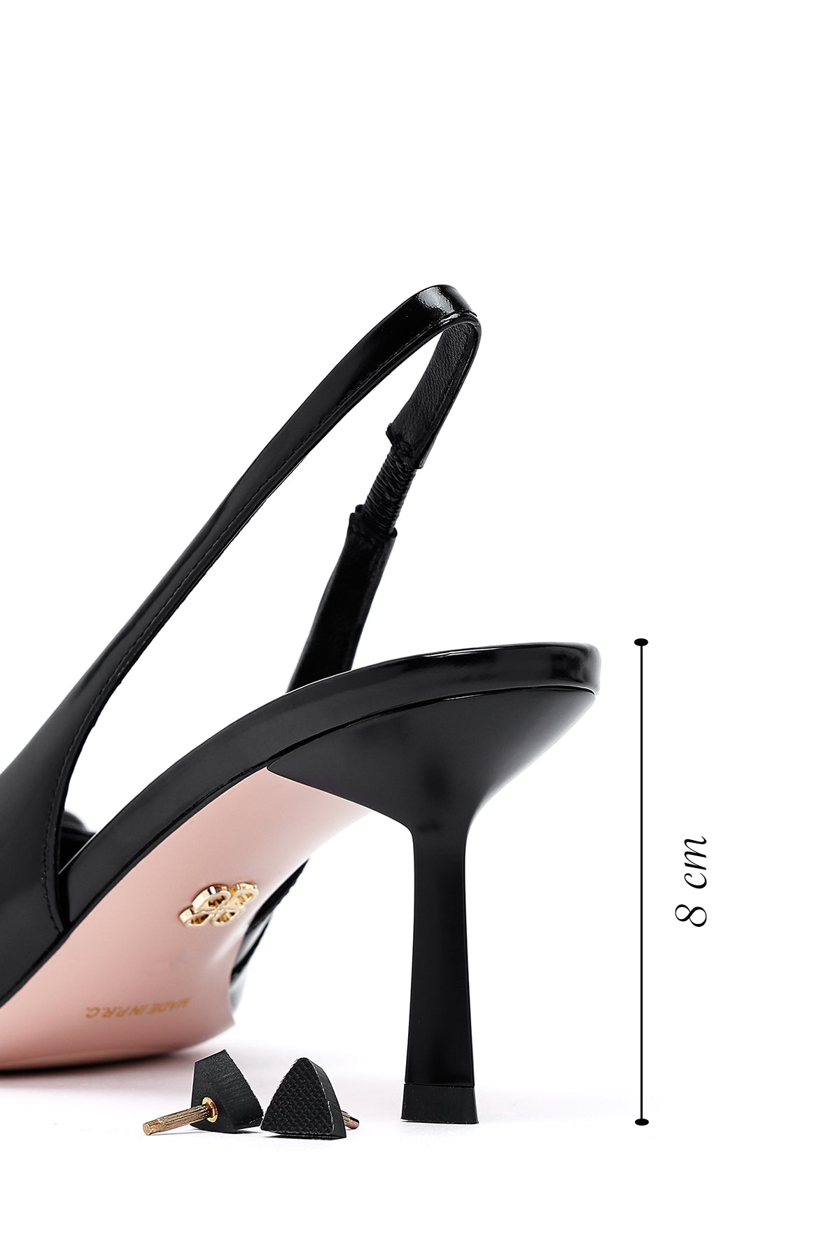 Kadın Siyah Arkası Açık İnce Topuklu Deri Ayakkabı
