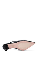 Kadın Siyah Arkası Açık İnce Topuklu Deri Ayakkabı | Derimod