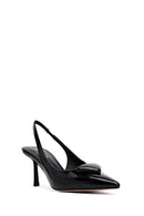 Kadın Siyah Arkası Açık İnce Topuklu Deri Ayakkabı | Derimod