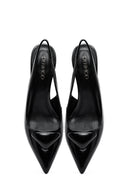 Kadın Siyah Arkası Açık İnce Topuklu Deri Ayakkabı | Derimod