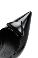 Kadın Siyah Arkası Açık İnce Topuklu Deri Ayakkabı | Derimod