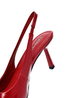 Women's Red Slingback Thin Heel Leather Shoes | Derimod