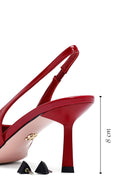 Women's Red Slingback Thin Heel Leather Shoes | Derimod