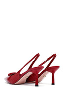 Women's Red Slingback Thin Heel Leather Shoes | Derimod