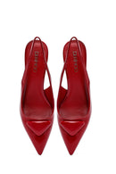 Women's Red Slingback Thin Heel Leather Shoes | Derimod