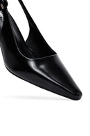 Kadın Siyah Arkası Açık Kısa İnce Topuklu Deri Ayakkabı | Derimod