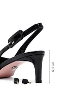 Kadın Siyah Arkası Açık Kısa İnce Topuklu Deri Ayakkabı | Derimod