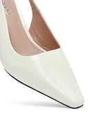Women's Cream Slingback Low Thin Heel Leather Shoes | Derimod