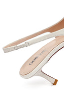 Kadın Krem Arkası Açık İnce Topuklu Deri Ayakkabı | Derimod