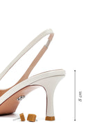 Kadın Krem Arkası Açık İnce Topuklu Deri Ayakkabı | Derimod