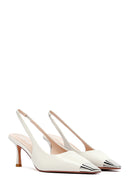 Kadın Krem Arkası Açık İnce Topuklu Deri Ayakkabı | Derimod