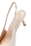 Kadın Krem Arkası Açık İnce Topuklu Deri Ayakkabı | Derimod