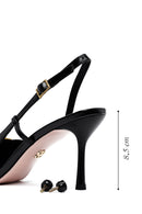 Women's Black Ankle Buckle Open Back Thin Heel Leather Shoes | Derimod