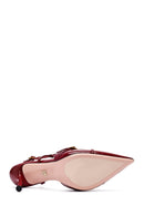 Women's Red Ankle Buckle Open Back Thin Heel Leather Shoes | Derimod