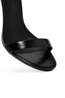 Women's Black Ankle Buckle High Thin Heel Metallic Leather Sandals | Derimod