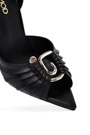 Women's Black Ankle Buckle High Thin Heel Leather Sandals | Derimod