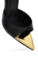 Women's Black Ankle Buckle Thin Heeled Leather Sandals | Derimod