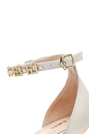 Kadın Krem Bilekten Tokalı İnce Topuklu Deri Sandalet | Derimod