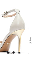 Kadın Krem Bilekten Tokalı İnce Topuklu Deri Sandalet | Derimod