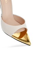 Kadın Krem Bilekten Tokalı İnce Topuklu Deri Sandalet | Derimod