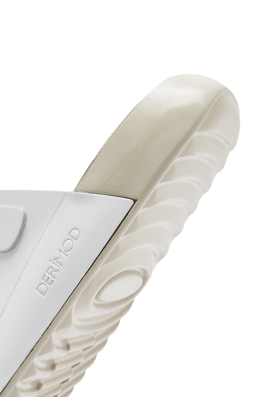 Women's White Buckled Leather Comfort Slippers