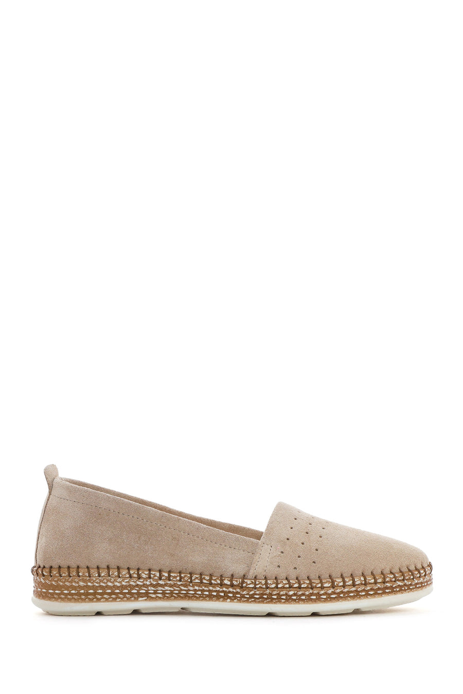 Women's Beige Suede Leather Comfort Loafer 25SFD500510 | Derimod