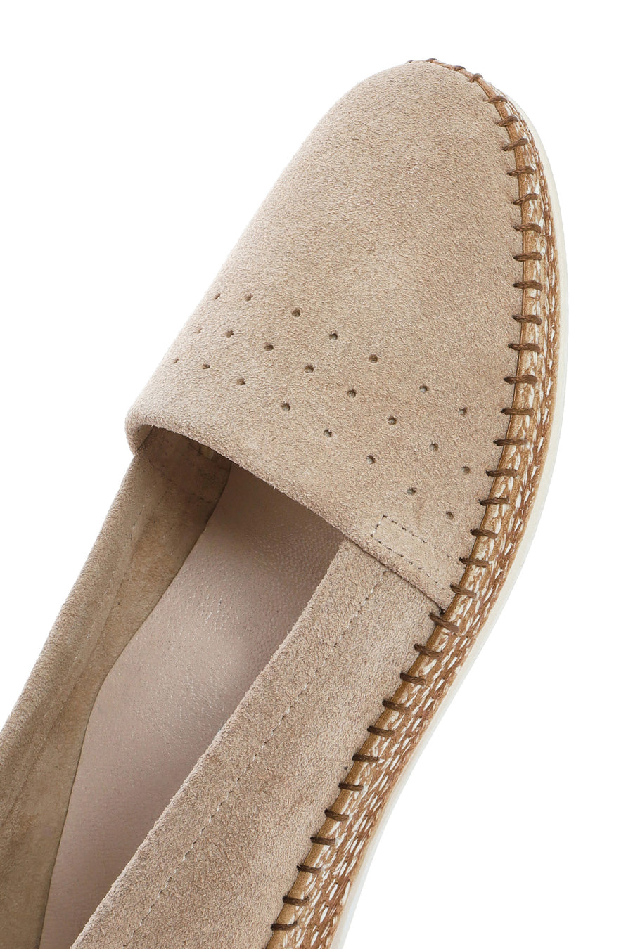 Women's Beige Suede Leather Comfort Loafer