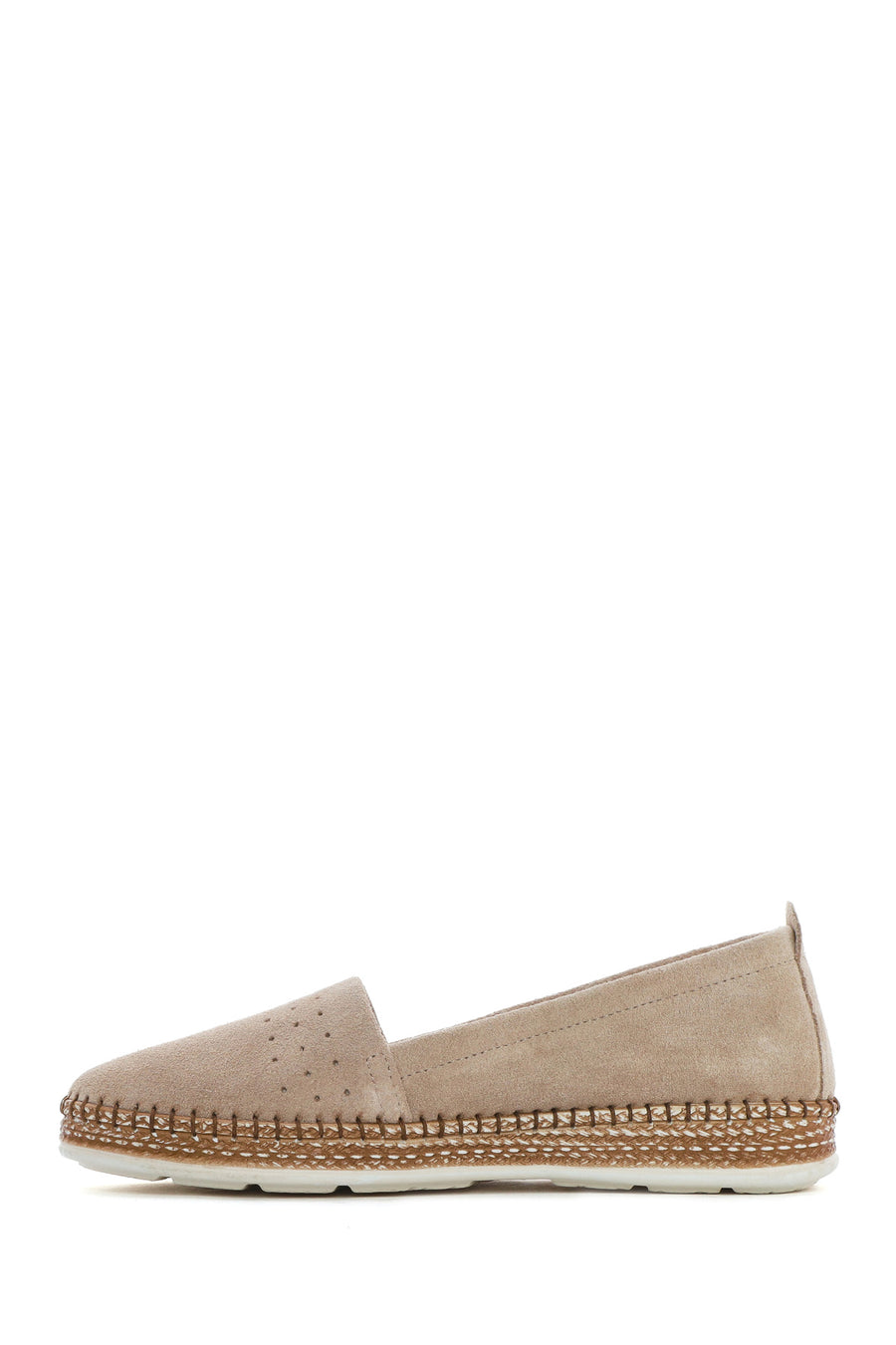 Women's Beige Suede Leather Comfort Loafer