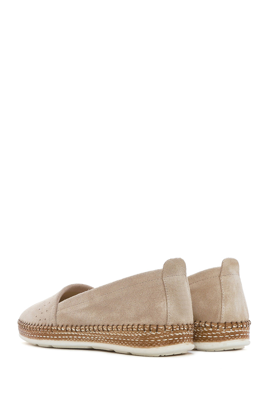 Women's Beige Suede Leather Comfort Loafer