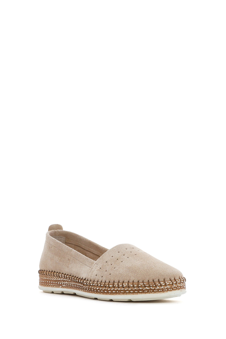 Women's Beige Suede Leather Comfort Loafer