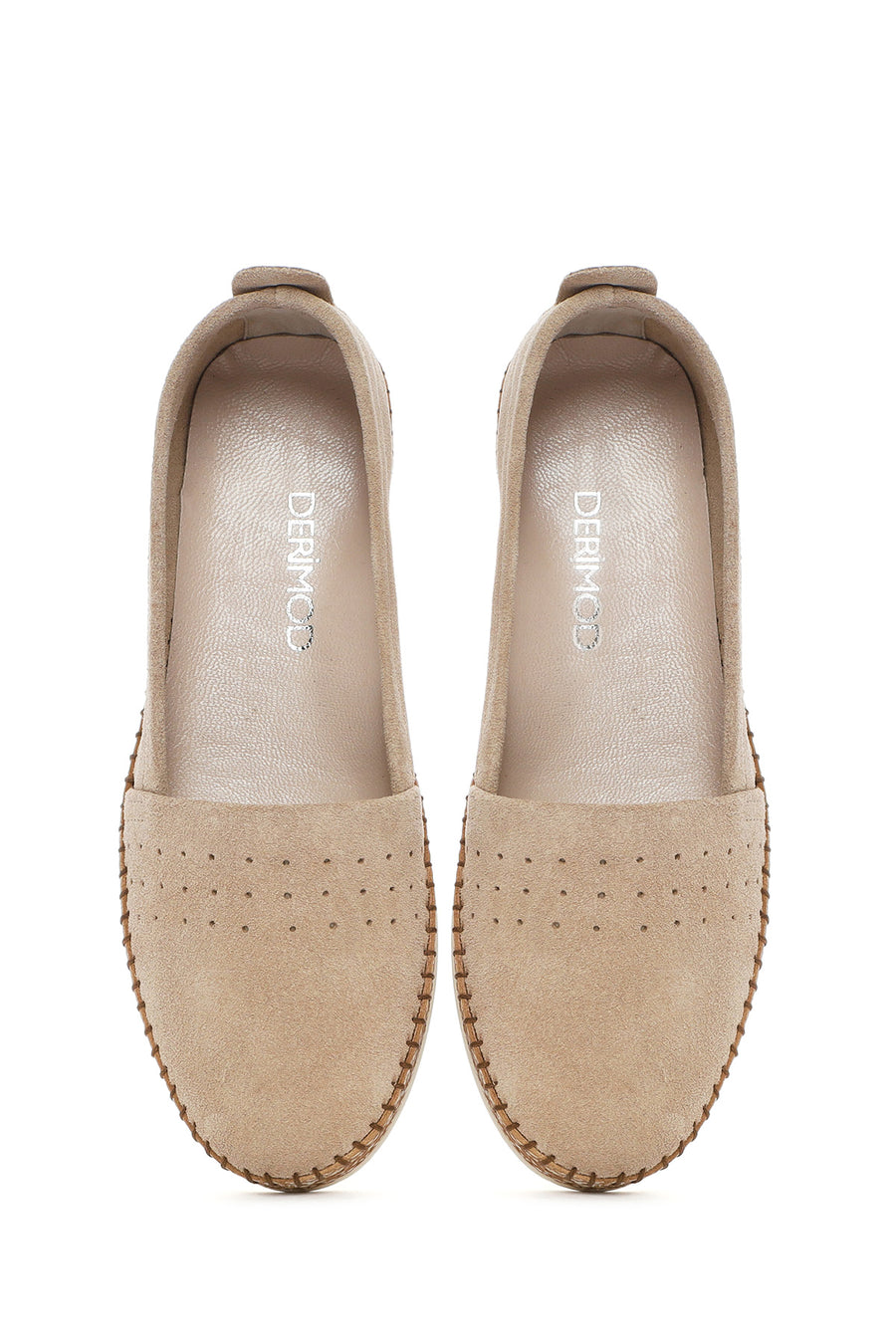 Women's Beige Suede Leather Comfort Loafer