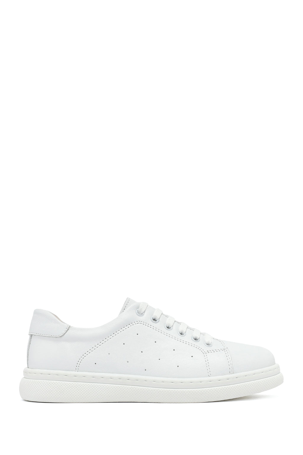 Kadın Beyaz Bağcıklı Deri Sneaker